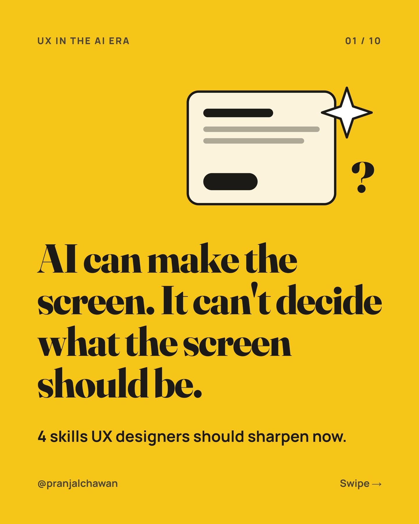 Instagram carousel post: AI can make the screen, it can't decide what the screen should be